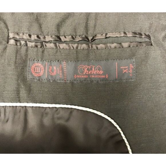 Tre Vero Sport Coat Mens XL Aux Casino Blazer Brown Silk Linen - Picture 8 of 9